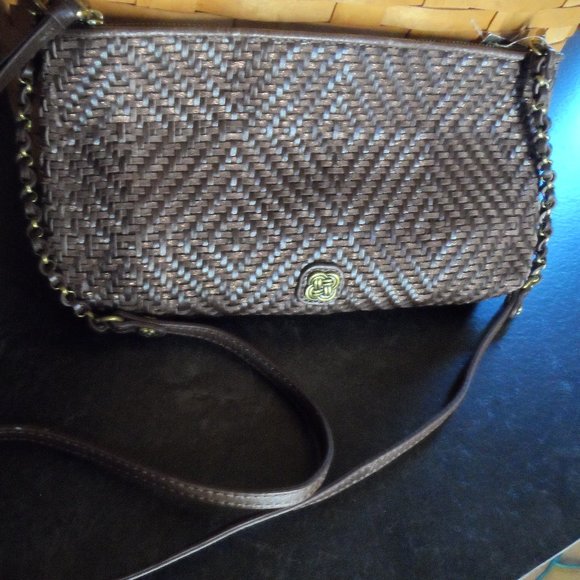 NWT Elliott Lucca Brown Weaved Crossbody - Picture 2 of 10